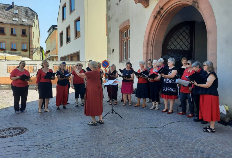 Dezibella vor dem Rathaus in Hammelburg